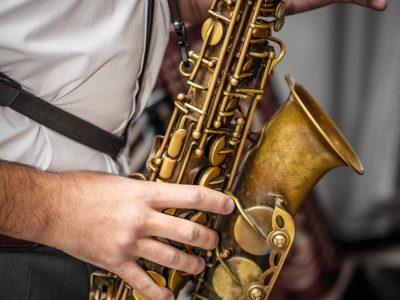 Musician playing the saxophone Musician playing the saxophone